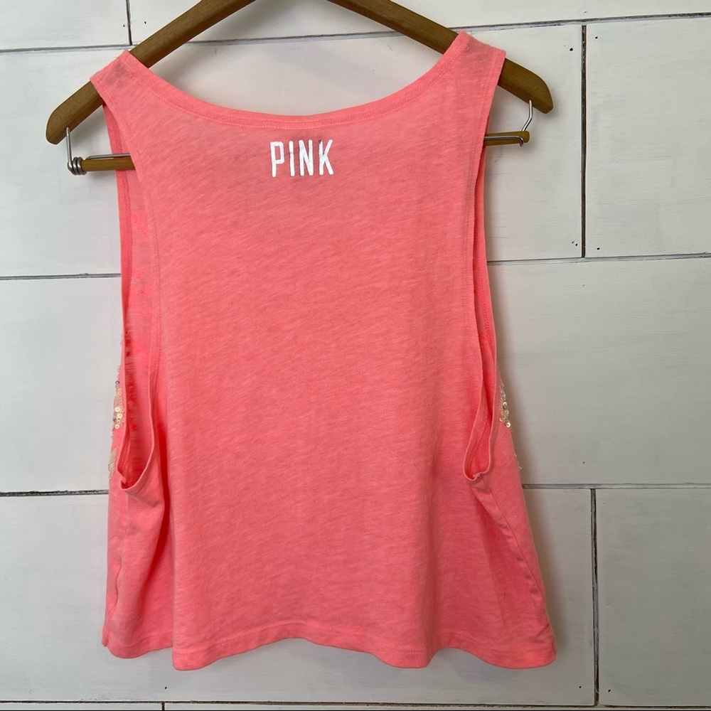 Pink Victoria’s Secret Sequined Crop Tank Top. Size Small - Picture 4 of 8